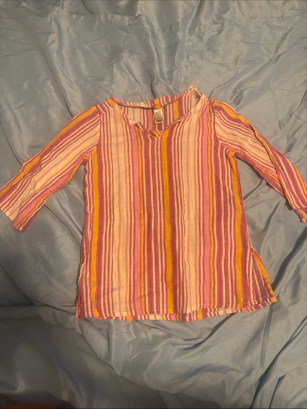 Old Navy Pink, Yellow & Orange Striped Girls' V-Neck Tunic